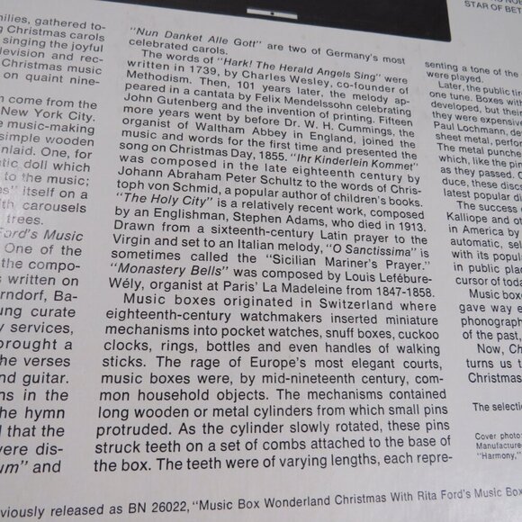 Christmas With Rita Ford’s Music Boxes (1) LP Vinyl Record - Picture 7 of 14